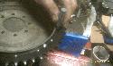 Putting in Drum Sprocket Rivets.  &nbsp; 2013-09-23 05:38:45